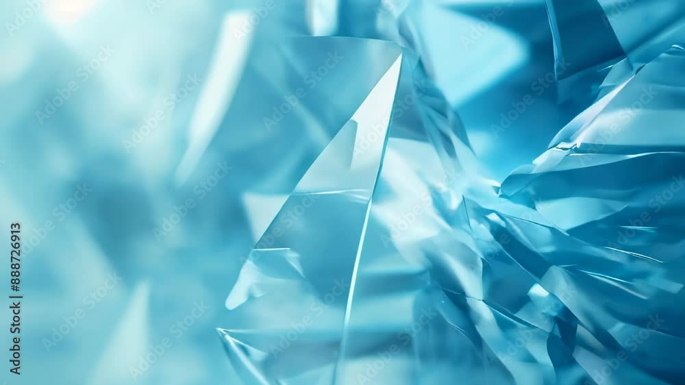 Close-up of abstract blue glass crystals with sharp edges, creating a modern and futuristic aesthetic. Close-up of abstract blue glass crystals with sharp edges, creating a modern and futuristic aesthetic.