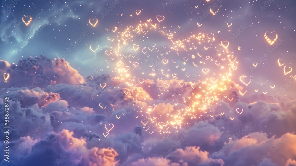 Fototapeta premium Heart-Shaped Glow in the Clouds