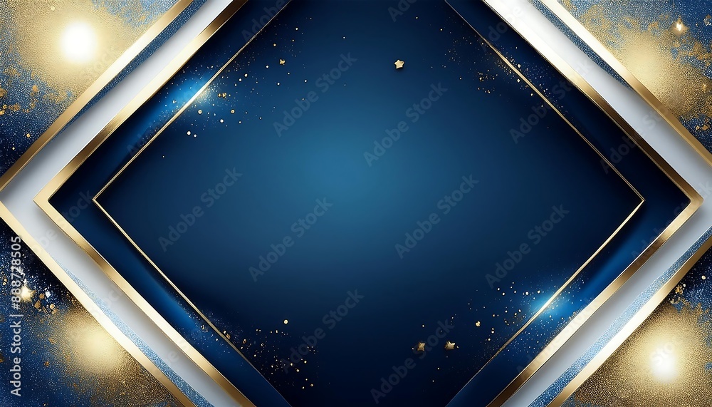 Obraz premium An elegant abstract background of dark blue with sparkling white and gold forming waves that stack together.