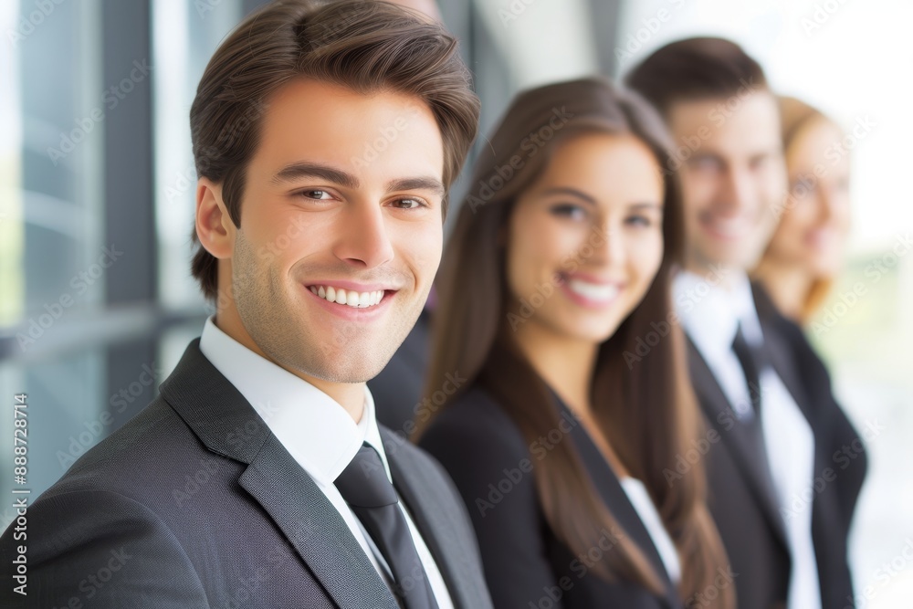 Smiling businessman with team in office business and office concept Smiling businessman with team in office business and office concept
