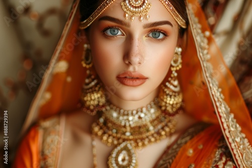Stunning Indian bride in a Bollywood style portrait © LimeSky