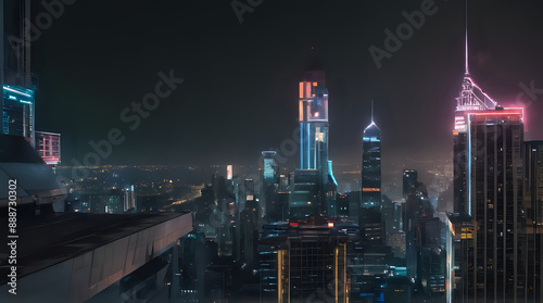 Wallpaper Mural nighttime view of a city with skyscrapers and a few lights Torontodigital.ca