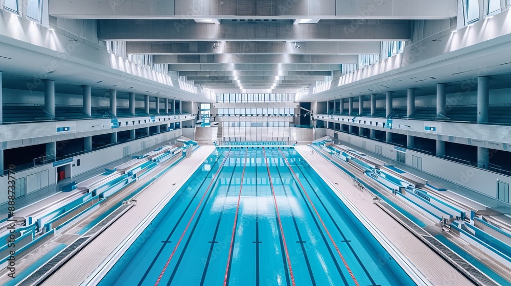 Fototapeta premium Top view of an Olympic swimming pool.