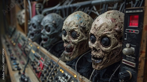 48. Halloween Day: Professional Halloween animatronics workshop, half-built creatures, control panels