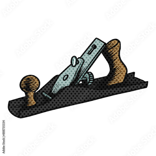 Hand plane icon halftone color vector illustration