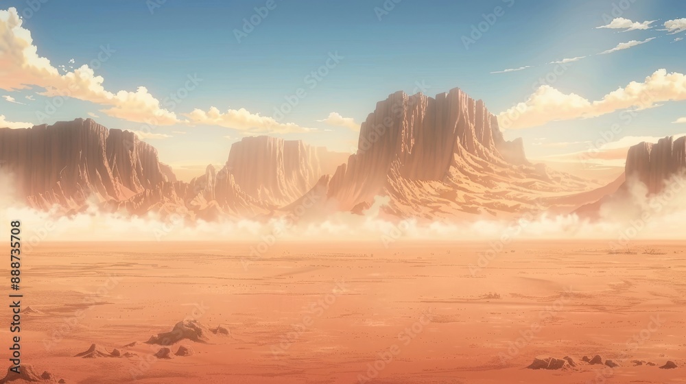 Desert Landscape with Mountains and Sky Desert Landscape with Mountains and Sky