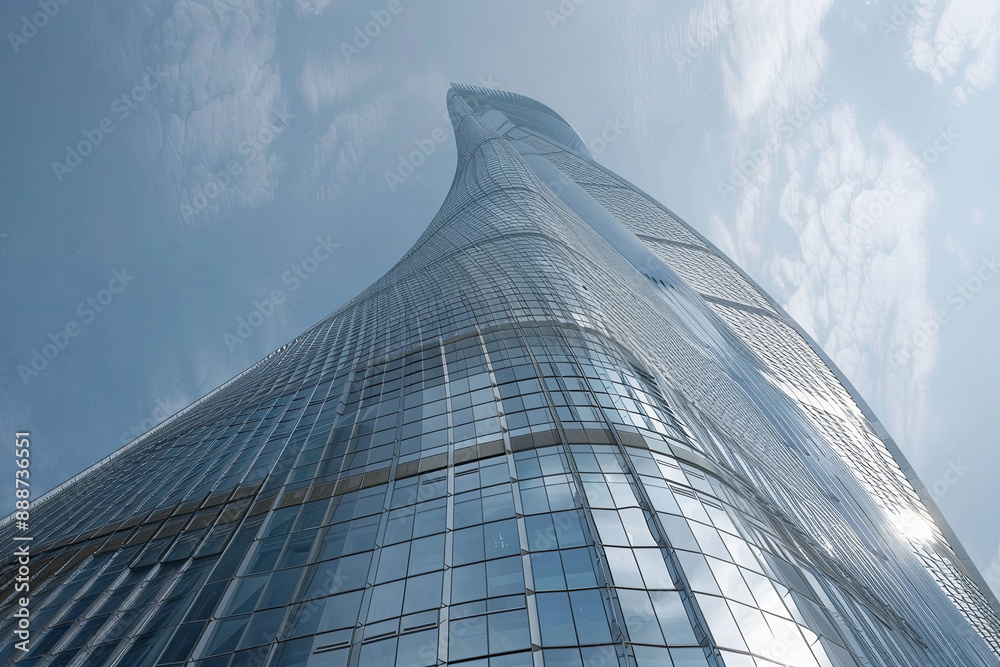 Fototapeta premium Skyscraper that bends slightly but doesn’t break, symbolizing flexibility