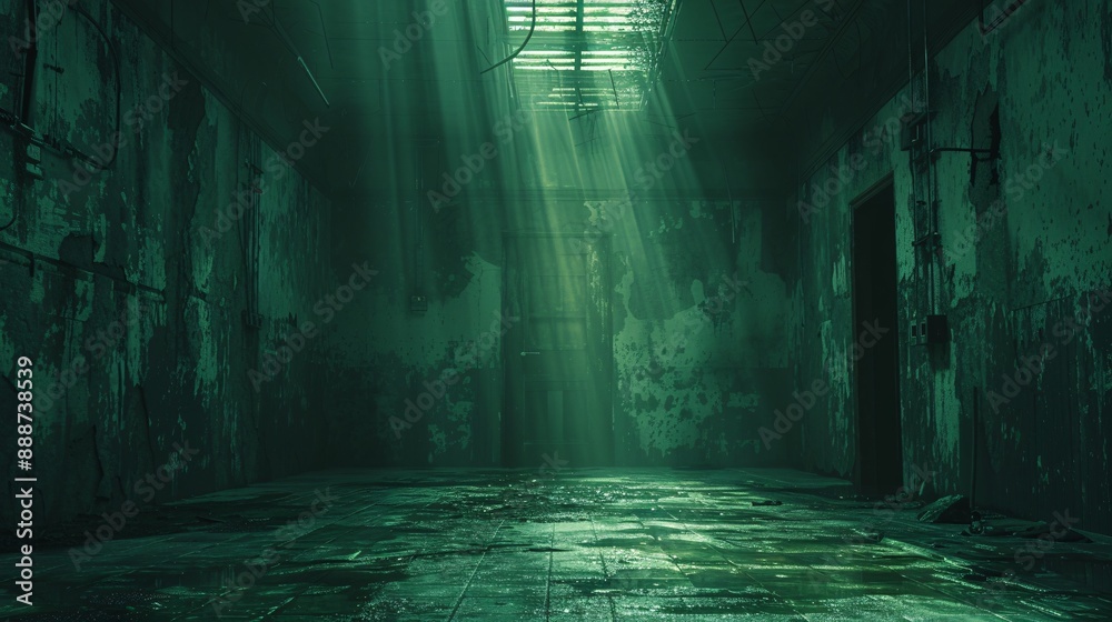 Obraz premium 26. Halloween Day: Abandoned space station, flickering emergency lights, alien shadows