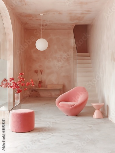 Dreamy Blush Pastel Minimalist Interior Architecture Photography