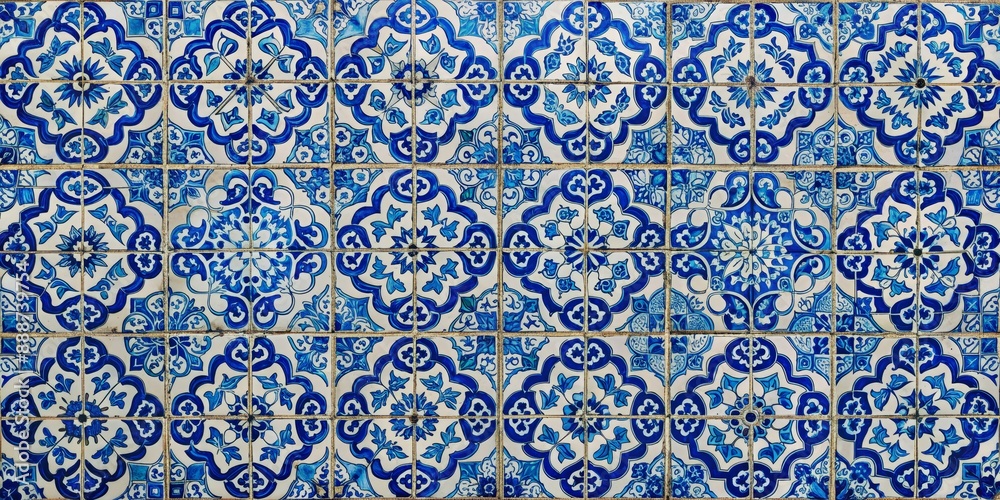 Blue and White Tile Pattern, Tile, Ceramic, Islamic Art, Persian Art Blue and White Tile Pattern, Tile, Ceramic, Islamic Art, Persian Art