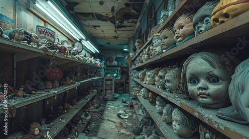 19. Halloween Day: Abandoned toy store, creepy dolls, dusty shelves
