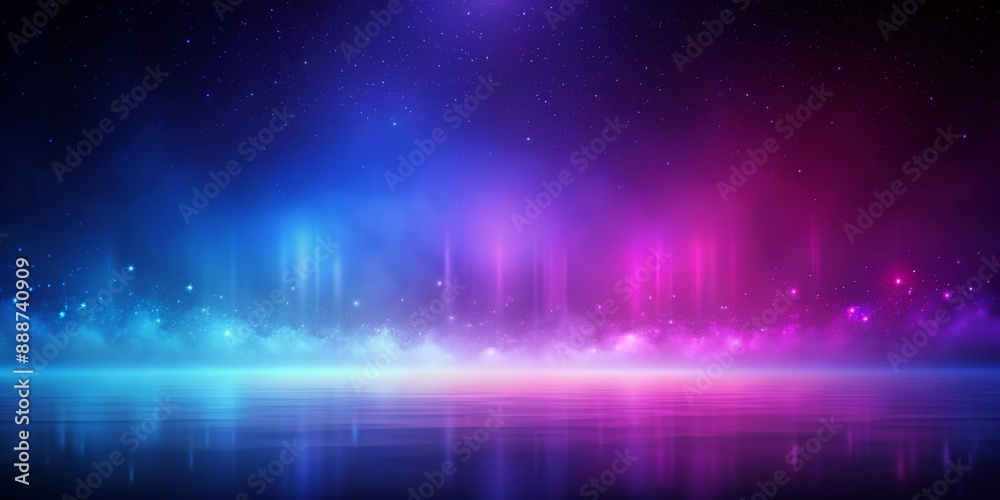 Cosmic Reflection A Night Sky with Blue and Purple Lights, Digital Illustration, Fantasy, Stars, Glow Cosmic Reflection A Night Sky with Blue and Purple Lights, Digital Illustration, Fantasy, Stars, Glow