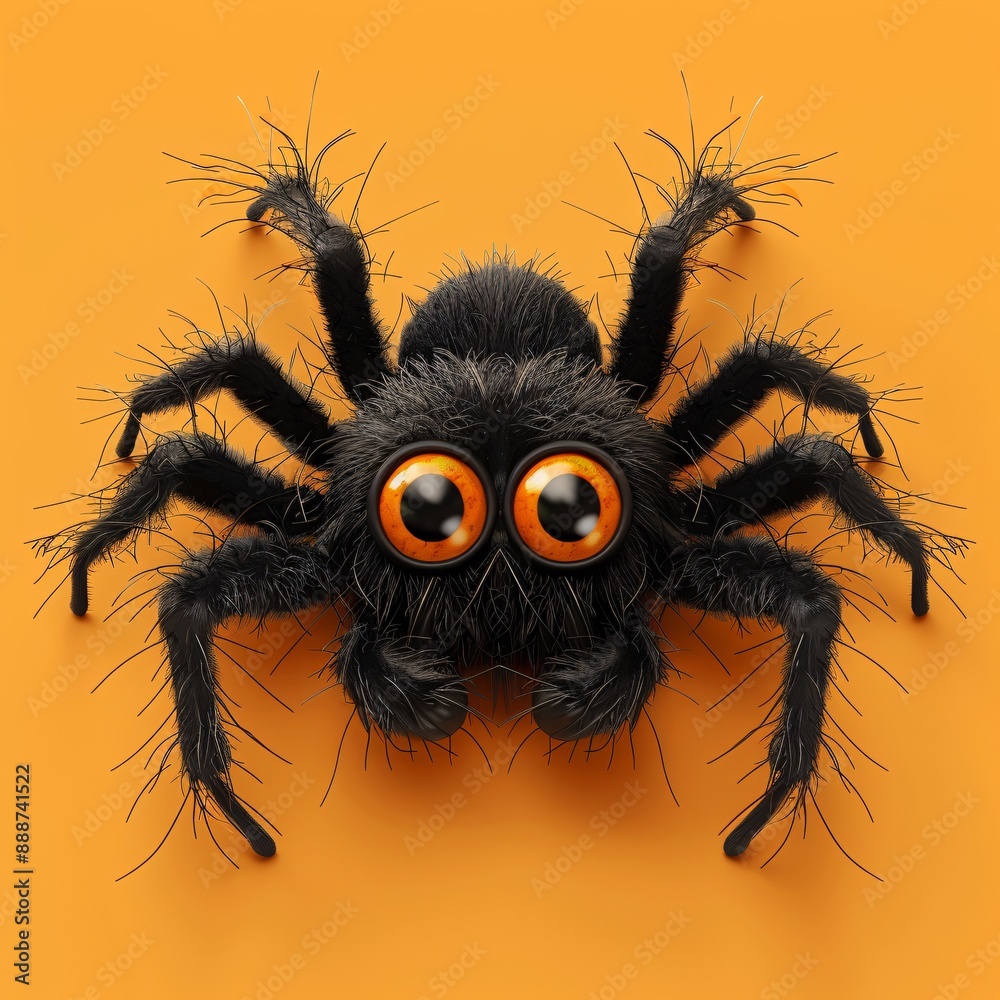 21. 3D spider icon, cartoonish eyes, web backdrop 21. 3D spider icon, cartoonish eyes, web backdrop