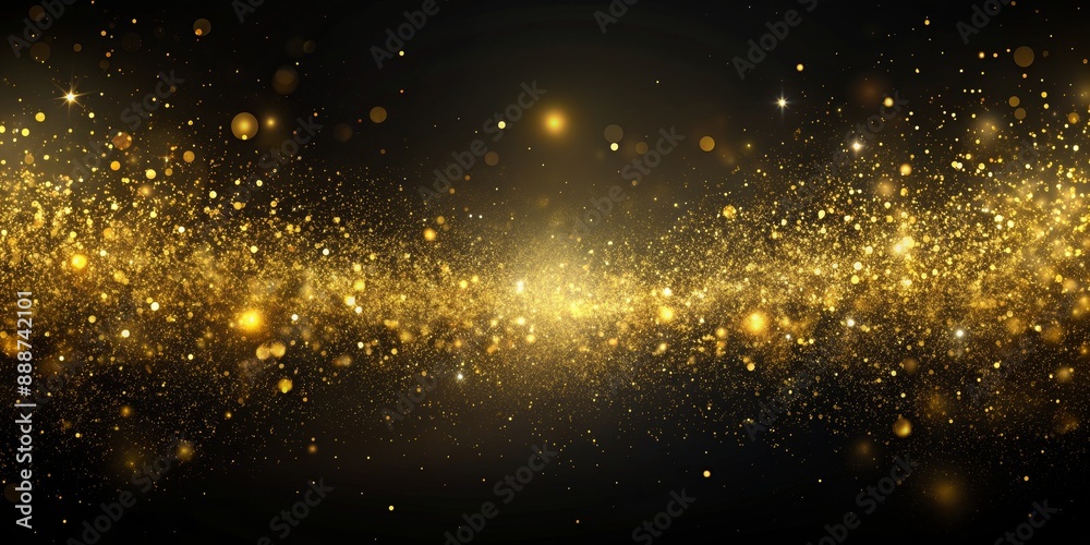 Golden Glitter Sparkles on Black Background, Abstract, Bokeh, Texture, Sparkle Golden Glitter Sparkles on Black Background, Abstract, Bokeh, Texture, Sparkle
