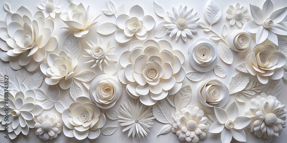 Paper Flower Bouquet A 3D White Floral Composition, paper art, paper flower, white flower, floral design Paper Flower Bouquet A 3D White Floral Composition, paper art, paper flower, white flower, floral design