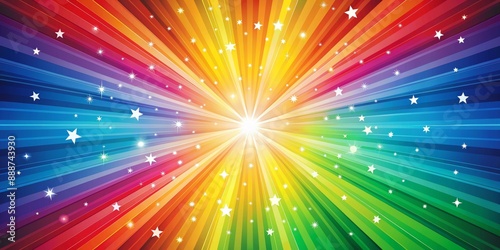 Radiant Rainbow Starburst, abstract, background, colorful, stripes ,  rainbow , stars, light