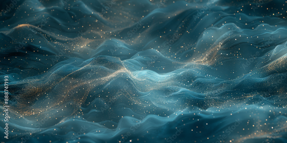 An abstract digital technology background with a dark blue design, featuring glowing dots creating a network pattern effect. 3D Rendering An abstract digital technology background with a dark blue design, featuring glowing dots creating a network pattern effect. 3D Rendering