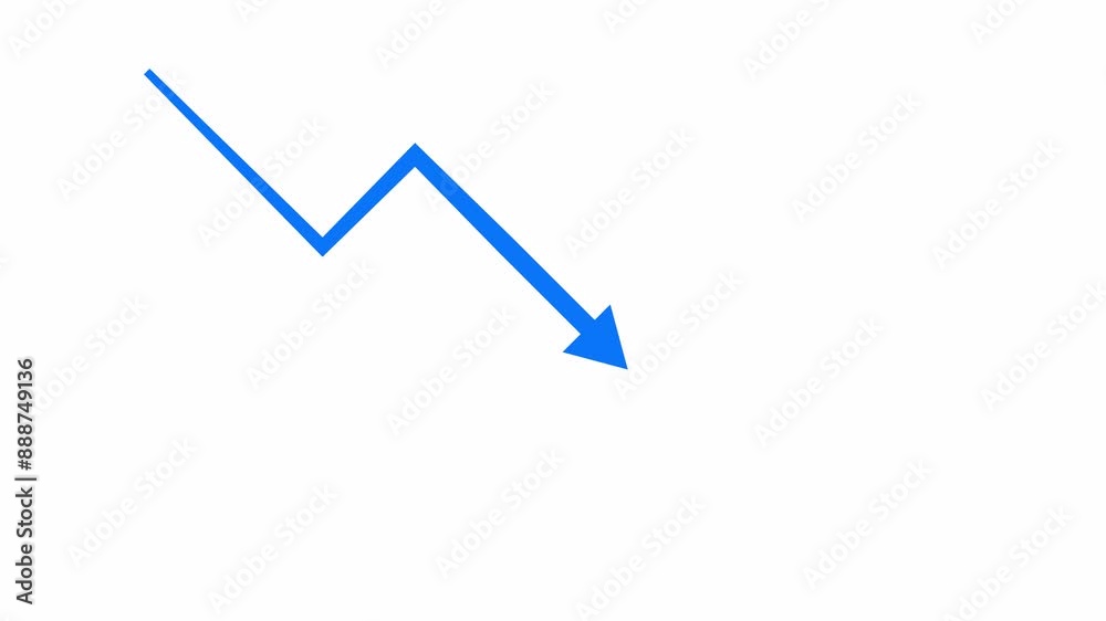 Statistics bars columns down, arrow down animation on infographic Bar graph going business loss down, down arrow icon. Statistics bars columns down, arrow down animation on infographic Bar graph going business loss down, down arrow icon.
