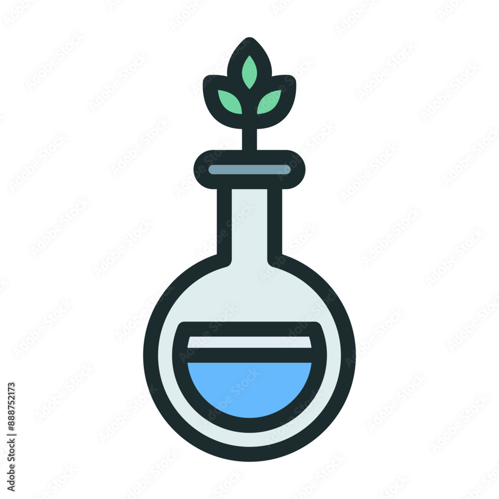 Plant Research icon. Plants growing in research bottles Plant Research icon. Plants growing in research bottles