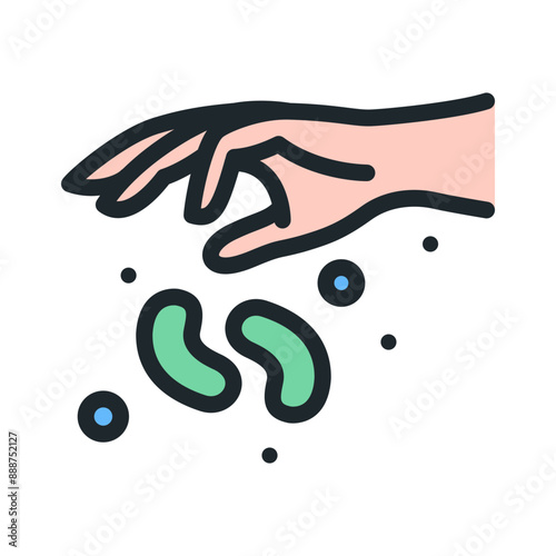 Fertilization icon. Planting seed icon. Sprinkling fertilizer into the soil.