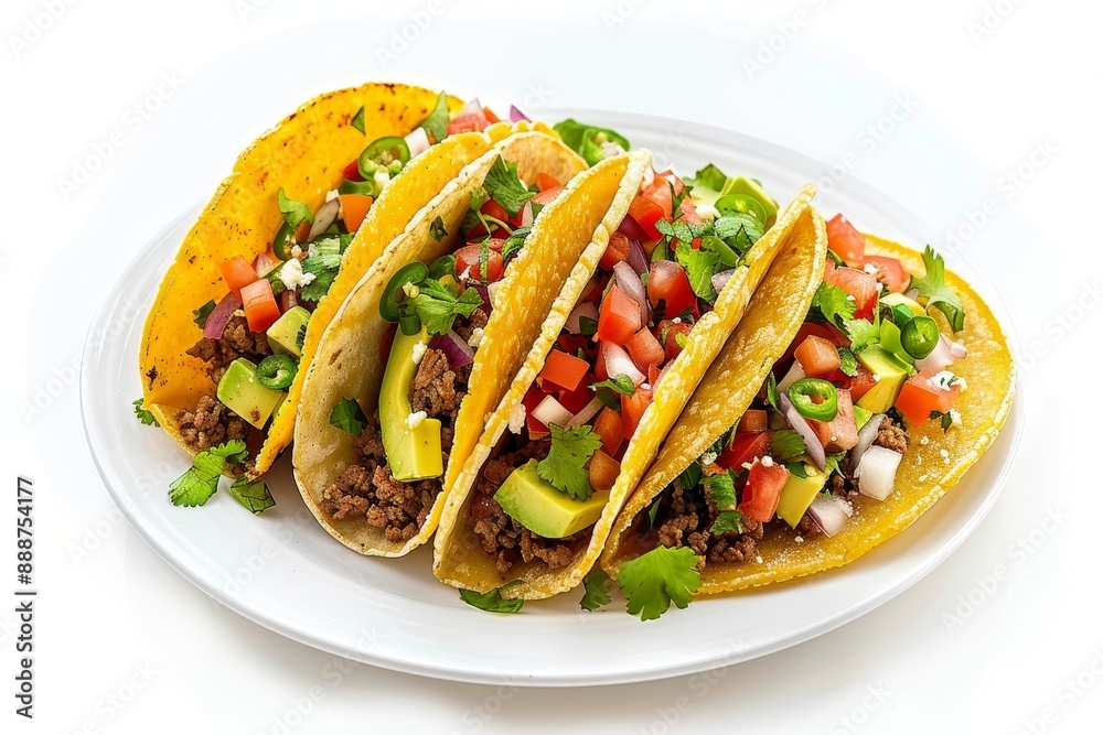 Plate of Tacos from Mexico on white background Plate of Tacos from Mexico on white background