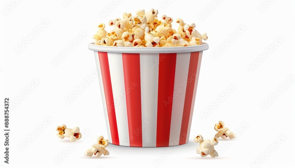Popcorn in large bucket White background Popcorn in large bucket White background