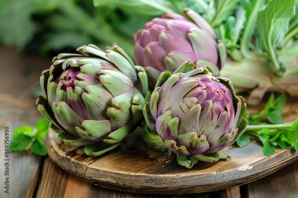 Obraz premium Raw artichoke on table
