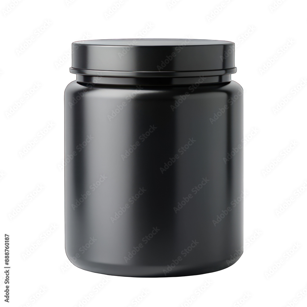 Blank black jar mockup isolated on transparent background