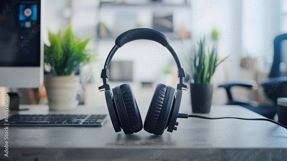 Headphone Case: A headphone case with no label on a modern workspace.
Headphone Case: A headphone case with no label on a modern workspace.
