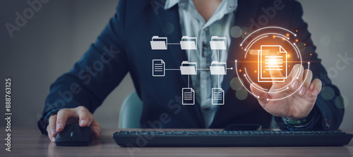 Obraz na plátně Document Management System (DMS), software to store, organize, track, and manage digital documents