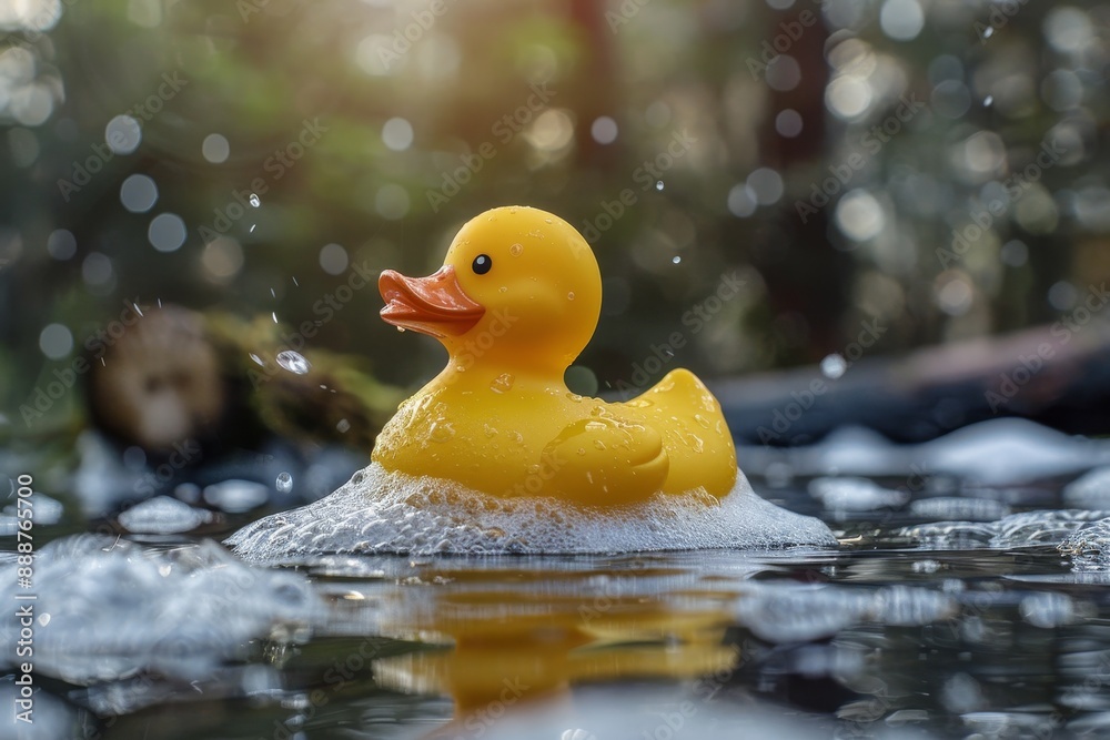 Soapy water with a yellow rubber duck