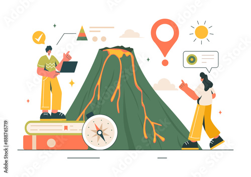 Geologist Vector Illustration with Soil Analysis and Features of the Earth for Science, Research or Expedition in Flat Cartoon Hand Drawn Background