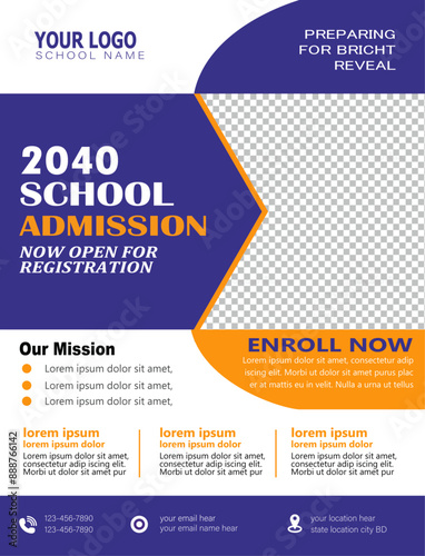 School admission flyer design, kids education leaflet brochure, cover layout School Admission Open Flyer Design Template Vector Education Center poster, Kids Education Flyer Template. Pro Vecto