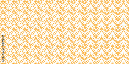 Overlapping abstract traditional geometric creative wave circle minimal lapping textile round vector texture. orange an brown fabric lapping element repeat swirl geometrical background.