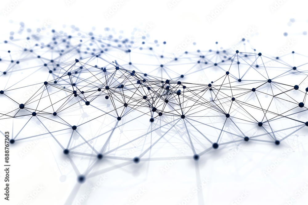 Abstract representation of a network connection with points and lines, illustrating technology and communication in a digital web. Abstract representation of a network connection with points and lines, illustrating technology and communication in a digital web.