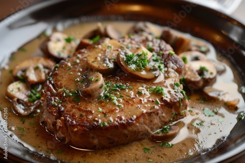 Steak with mushroom sauce