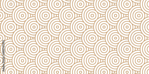 Overlapping abstract traditional geometric creative wave circle minimal lapping textile round vector texture. orange an brown fabric lapping element repeat swirl geometrical background.