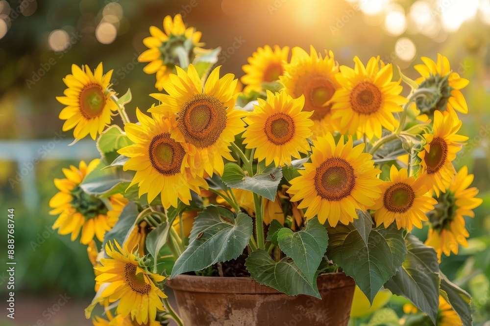 Obraz premium Sunflowers in a pot