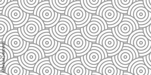 Seamless vector overlapping ocean spiral pattern and abstract circle wave lines. white and gray seamless geomatics diamond create retro square line backdrop pattern background.