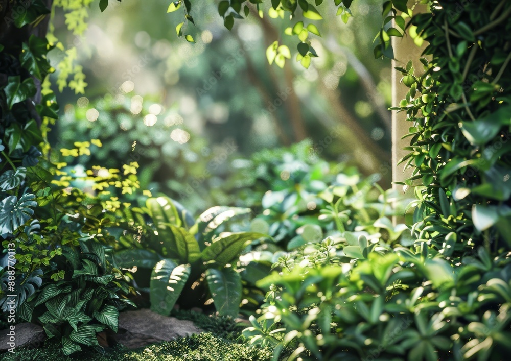 Lush Indoor Garden with Variety of Plants Lush Indoor Garden with Variety of Plants