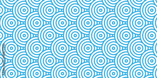 Vector overlapping Pattern Minimal diamond geometric blue color spiral line waves abstract wave line. seamless blue tile stripe overlap creative retro circle line fabric pattern white background.