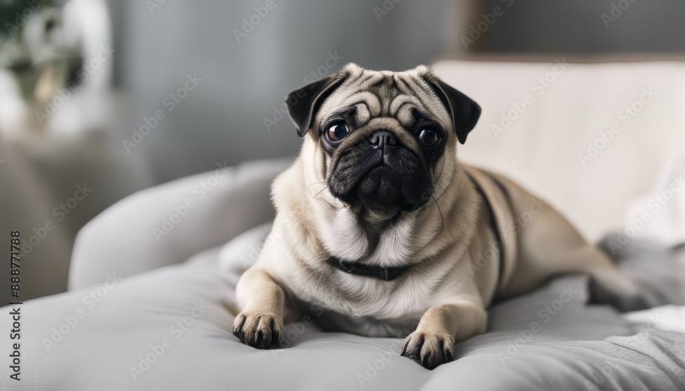 Pug close up on white background Pug close up on white background