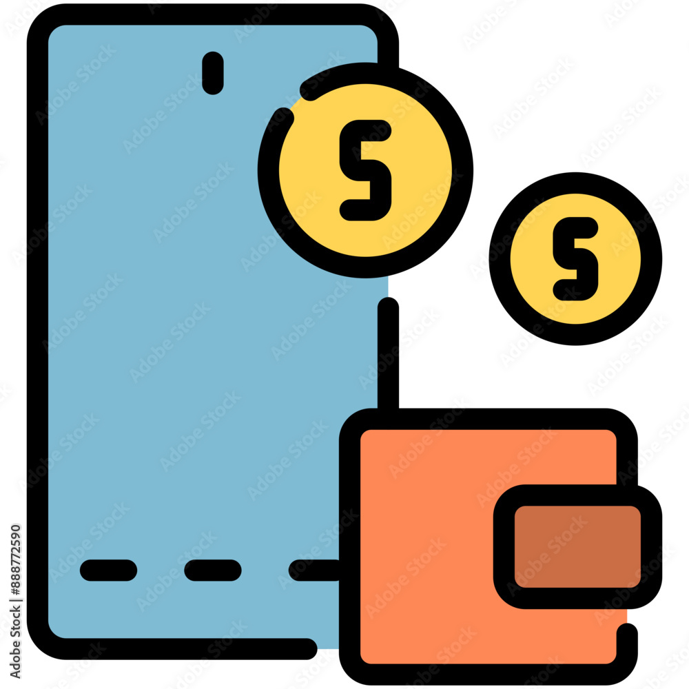 mobile wallet filled line icon mobile wallet filled line icon