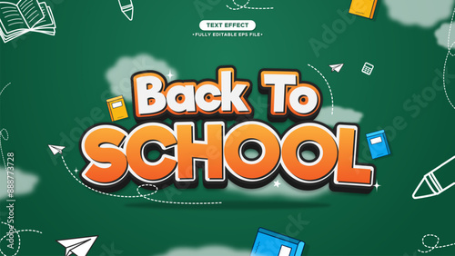 Back to School Vector Banner and Background with 3D Text Effect. Funny and Childhood Style