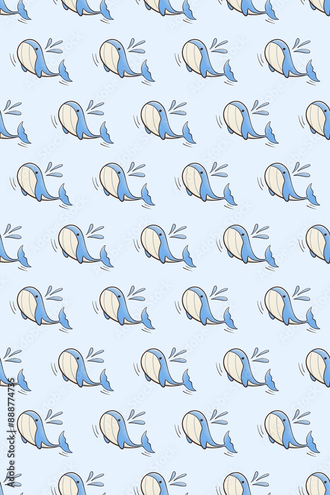 Naklejka premium seamless pattern background with blue whale