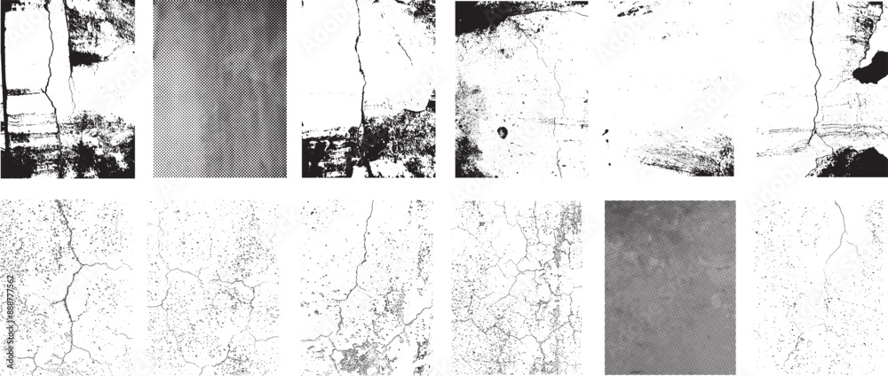 Obraz premium Grunge Urban Backgrounds set.Texture Vector.Dust Overlay Distress Grain ,Simply Place illustration over any Object to Create grungy Effect .abstract,splattered , dirty, texture for your design. 