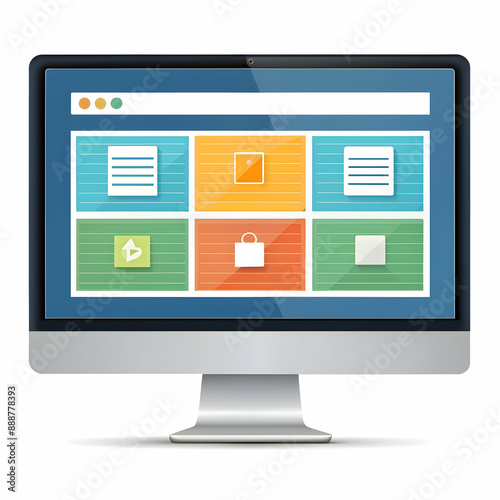 Screen with website template