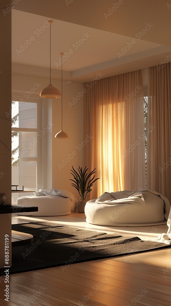 Fototapeta premium Modern Living Room with Sunlight