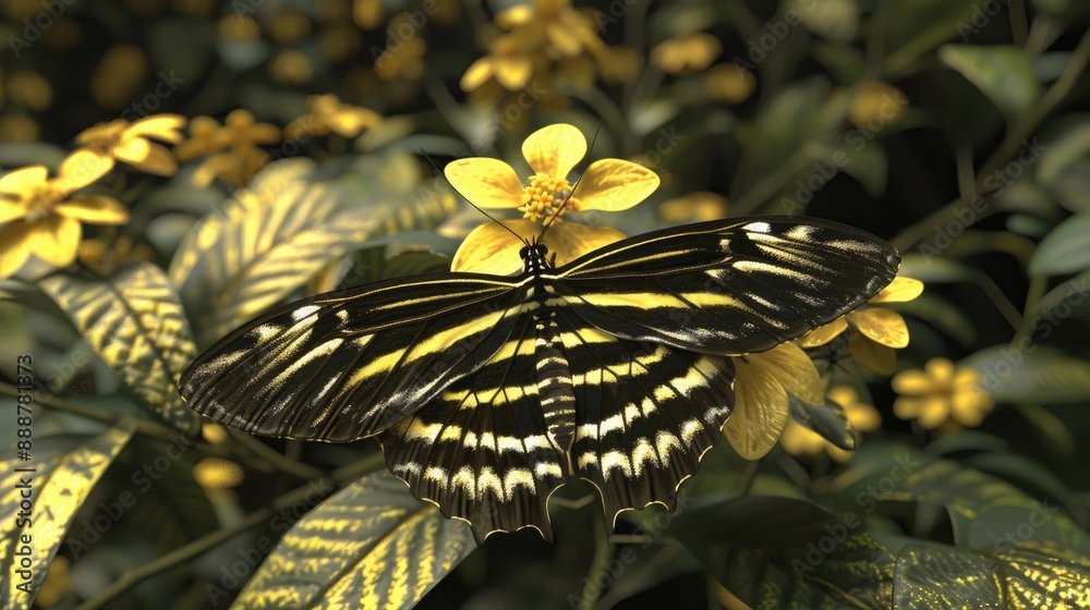 Beautiful butterfly Zebra Longwing Heliconius charitonius in nature ...