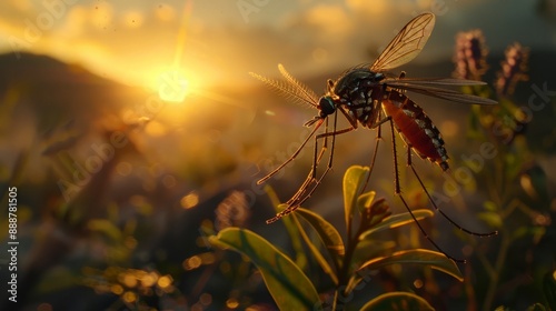 Close-Up of Aedes mcintoshi Mosquito, Primary Vector of Rift Valley Fever, Detailed Insect Photography, Epidemiological Impact on Livestock and Humans, Focus on Vector Control Strategies photo